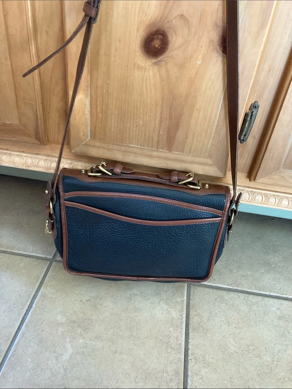 Dooney & Bourke Brown and Black Leather Crossbody Bag